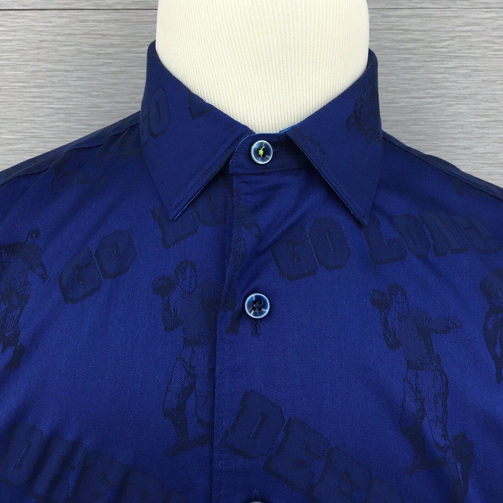 Robert Graham Men's GO LONG Button Down Shirt FOOTBALL Size: Medium
